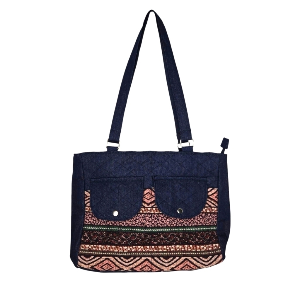 Canyon Sky Dark Wash Quilted Denim Western Embroidered Shoulder Bag & Wallet
